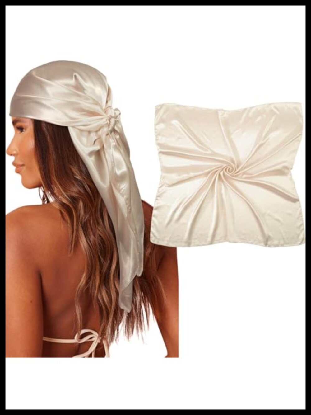 35" Square Satin Head Scarf Silk-Like Hair Wrap Bandana